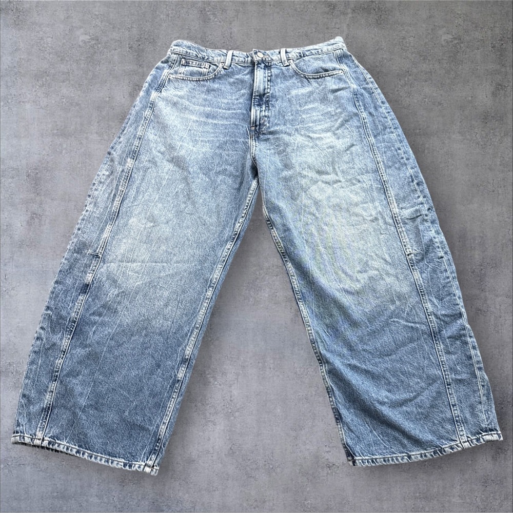 Good American Good Extreme Barrel Jeans Womens 12/31 Indigo High Rise Loose Fit